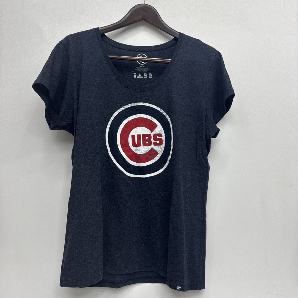 Chicago Cubs Shirt Women's XL DARK Blue Logo MLB Baseball Ladies Cut